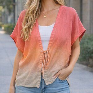 🌅 JM Collection Ombre Kimono Top | Women’s Size L | Coral Sunset 🌅
